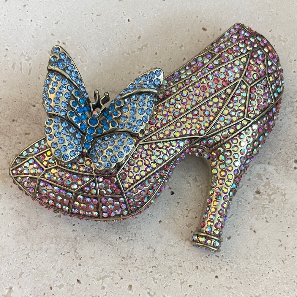 Heidi Daus Multicolor Rhinestone Butterfly Heels brooch